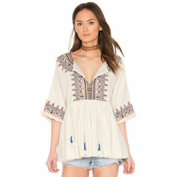 nwt Kirsty Hume Velvet Boho Embroidered Blouse - Picture 1 of 11